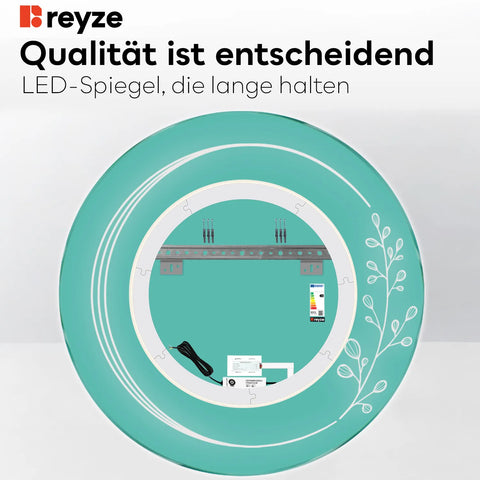 LED Spiegel Rund | Touch-Schalter | Kaltweißes Licht - Reyze Seria Good Vibes Model 3