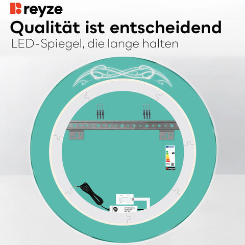 LED Spiegel Rund | Touch-Schalter | Neutralweißes Licht - Reyze Seria Good Vibes Model 6