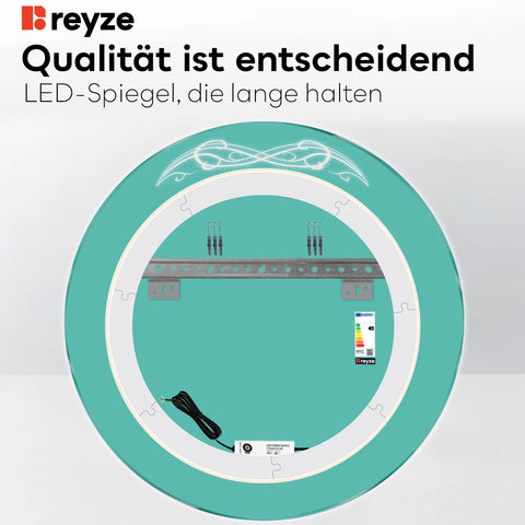 LED Spiegel Rund | Wandschalter-Steuerung | Neutralweißes Licht - Reyze Seria Good Vibes Model 6
