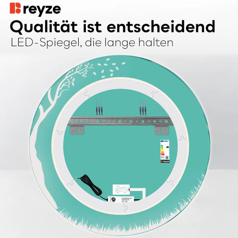 LED Spiegel Rund | Touch-Schalter | Warmweißes Licht - Reyze Seria Good Vibes Model 8