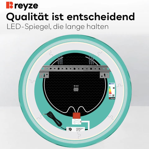 LED Spiegel Rund | Touch-Schalter | Anti-Beschlag-Funktion | Einstellbare Farbtemperatur - Reyze Seria Minimal Model 1