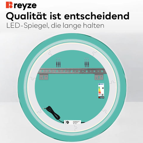 LED Spiegel Rund | Wandschalter-Steuerung | Kaltweißes Licht - Reyze Seria Minimal Model 1