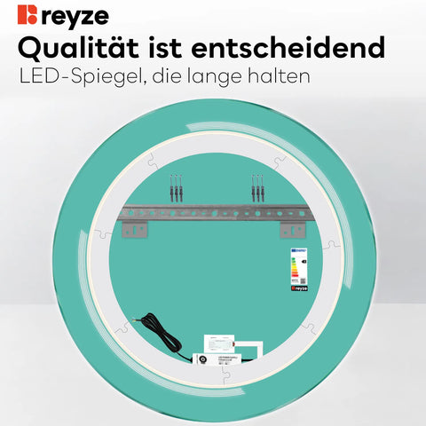 LED Spiegel Rund | Touch-Schalter | Neutralweißes Licht - Reyze Seria Minimal Model 2