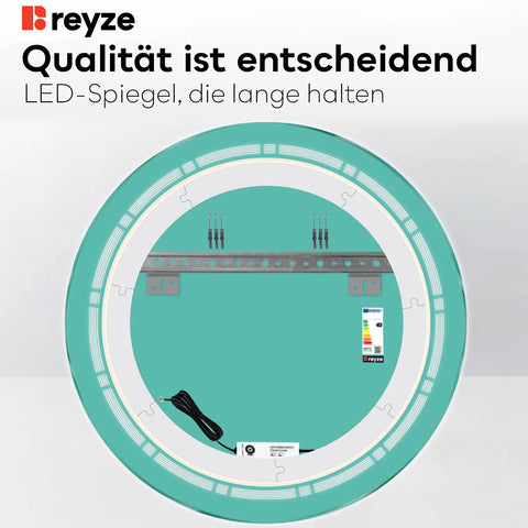 LED Spiegel Rund | Wandschalter-Steuerung | Warmweißes Licht - Reyze Seria Minimal Model 3