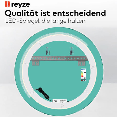 LED Spiegel Rund | Wandschalter-Steuerung | Kaltweißes Licht - Reyze Seria Minimal Model 5