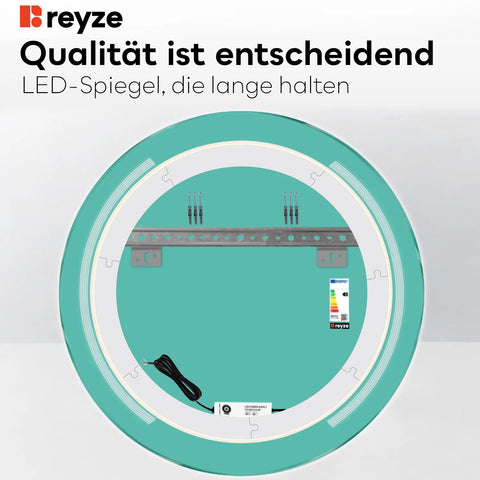 LED Spiegel Rund | Wandschalter-Steuerung | Kaltweißes Licht - Reyze Seria Minimal Model 7