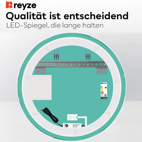 LED Spiegel Rund | Touch-Schalter | Kaltweißes Licht - Reyze Seria Motivated Model 7