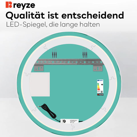 LED Spiegel Rund | Wandschalter-Steuerung | Neutralweißes Licht - Reyze Seria Motivated Model 8