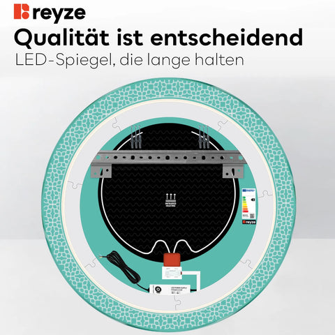 LED Spiegel Rund | Touch-Schalter | Anti-Beschlag-Funktion | Kaltweißes Licht - Reyze Seria Official Model 1