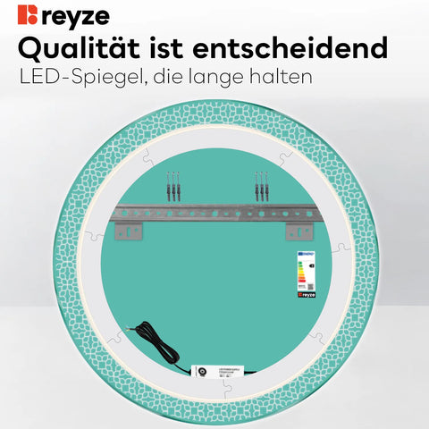 LED Spiegel Rund | Wandschalter-Steuerung | Kaltweißes Licht - Reyze Seria Official Model 1