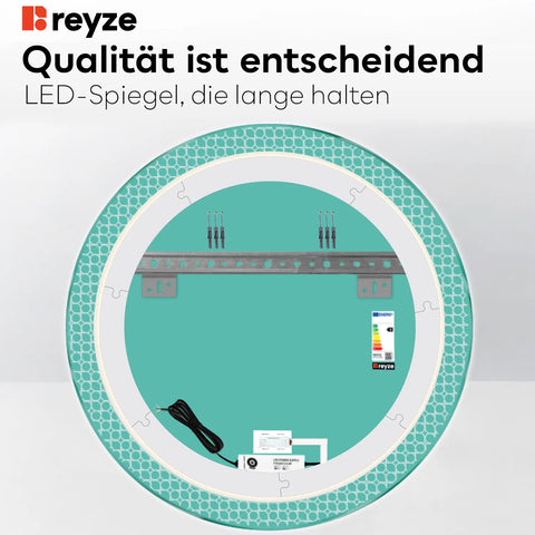 LED Spiegel Rund | Touch-Schalter | Kaltweißes Licht - Reyze Seria Official Model 4