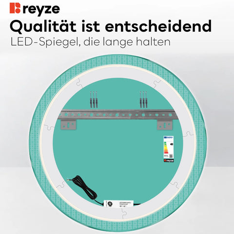 LED Spiegel Rund | Wandschalter-Steuerung | Kaltweißes Licht - Reyze Seria Official Model 5