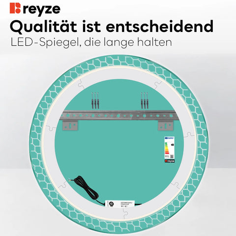 LED Spiegel Rund | Wandschalter-Steuerung | Kaltweißes Licht - Reyze Seria Official Model 7