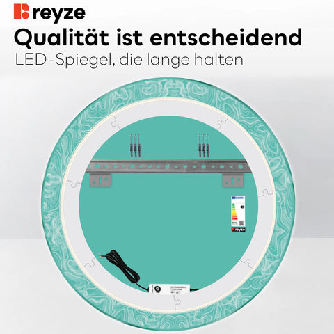 LED Spiegel Rund | Wandschalter-Steuerung | Warmweißes Licht - Reyze Seria Official Model 8