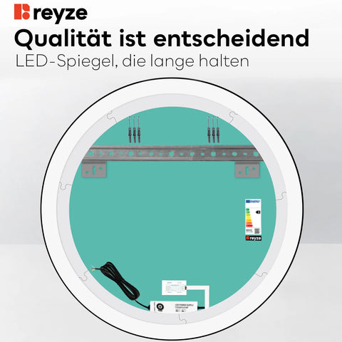 LED Spiegel Rund | Touch-Schalter | Kaltweißes Licht - Reyze Seria Salono Model 2