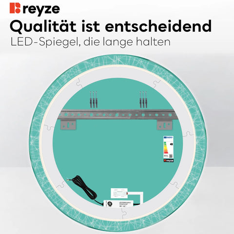 LED Spiegel Rund | Touch-Schalter | Kaltweißes Licht - Reyze Seria Simetria Model 1