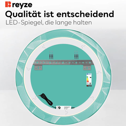 LED Spiegel Rund | Wandschalter-Steuerung | Neutralweißes Licht - Reyze Seria Simetria Model 2