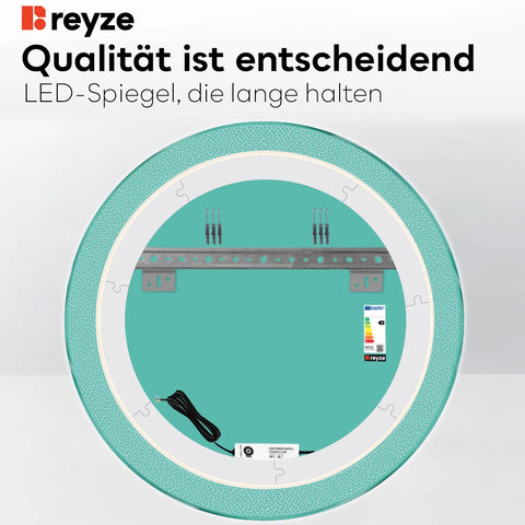 LED Spiegel Rund | Wandschalter-Steuerung | Neutralweißes Licht - Reyze Seria Simetria Model 4