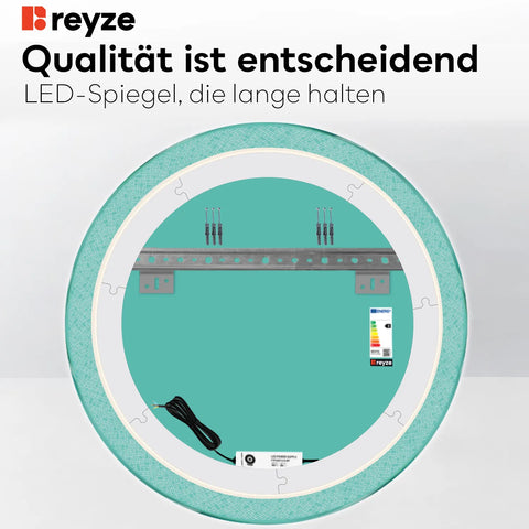 LED Spiegel Rund | Wandschalter-Steuerung | Neutralweißes Licht - Reyze Seria Simetria Model 5