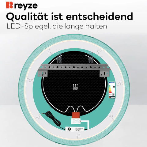LED Spiegel Rund | Touch-Schalter | Anti-Beschlag-Funktion | Kaltweißes Licht - Reyze Seria Simetria Model 6