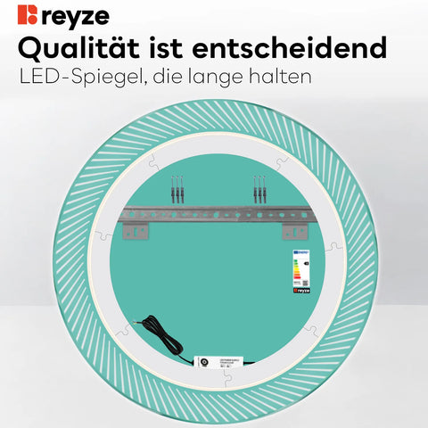 LED Spiegel Rund | Wandschalter-Steuerung | Warmweißes Licht - Reyze Seria Simetria Model 7