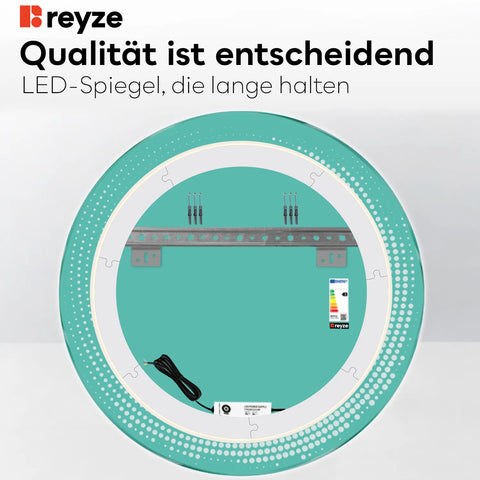 LED Spiegel Rund | Wandschalter-Steuerung | Warmweißes Licht - Reyze Seria Simetria Model 8