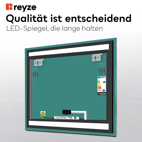 LED Spiegel Quadratisch | Touch-Schalter | Kaltweißes Licht - Reyze Seria Salono Model 4