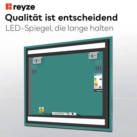 LED Spiegel Quadratisch | Wandschalter-Steuerung | Warmweißes Licht - Reyze Seria Salono Model 4