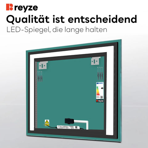 LED Spiegel Quadratisch | Touch-Schalter | Warmweißes Licht - Reyze Seria Salono Model 6