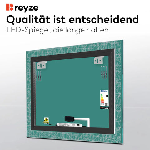 LED Spiegel Quadratisch | Touch-Schalter | Kaltweißes Licht - Reyze Seria Simetria Model 1