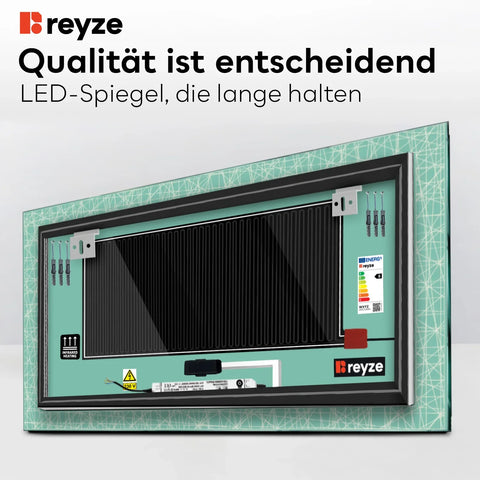 LED Spiegel Rechteckig | Touch-Schalter | Anti-Beschlag-Funktion | Neutralweißes Licht - Reyze Seria Simetria Model 1