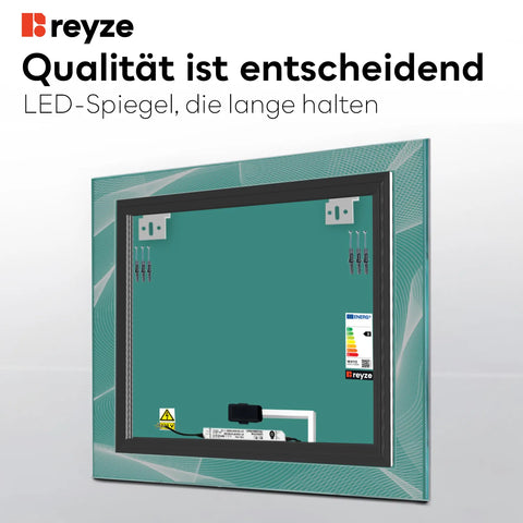 LED Spiegel Quadratisch | Touch-Schalter | Neutralweißes Licht - Reyze Seria Simetria Model 2