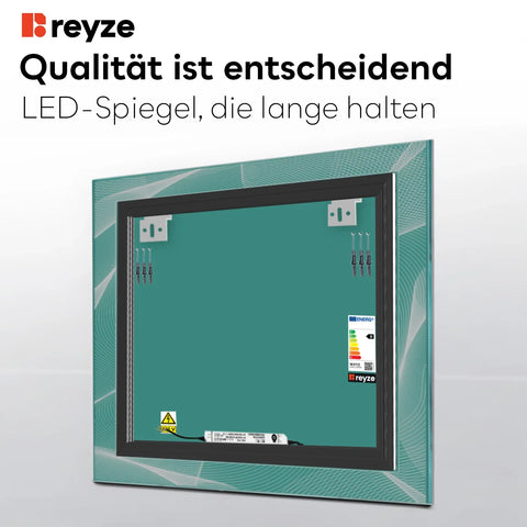 LED Spiegel Quadratisch | Wandschalter-Steuerung | Neutralweißes Licht - Reyze Seria Simetria Model 2