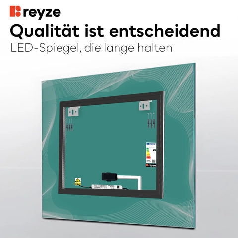 LED Spiegel Quadratisch | Touch-Schalter | Kaltweißes Licht - Reyze Seria Simetria Model 3