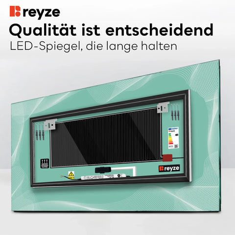 LED Spiegel Rechteckig | Touch-Schalter | Anti-Beschlag-Funktion | Neutralweißes Licht - Reyze Seria Simetria Model 3