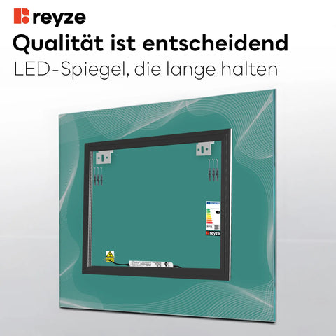 LED Spiegel Quadratisch | Wandschalter-Steuerung | Neutralweißes Licht - Reyze Seria Simetria Model 3