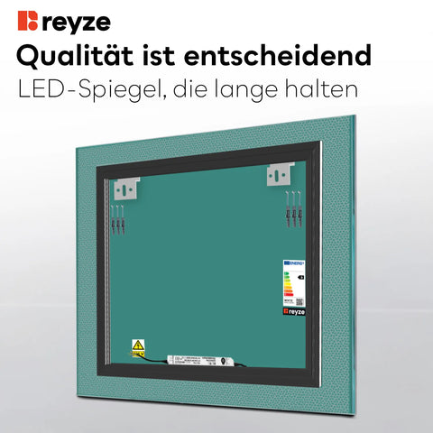 LED Spiegel Quadratisch | Wandschalter-Steuerung | Neutralweißes Licht - Reyze Seria Simetria Model 4