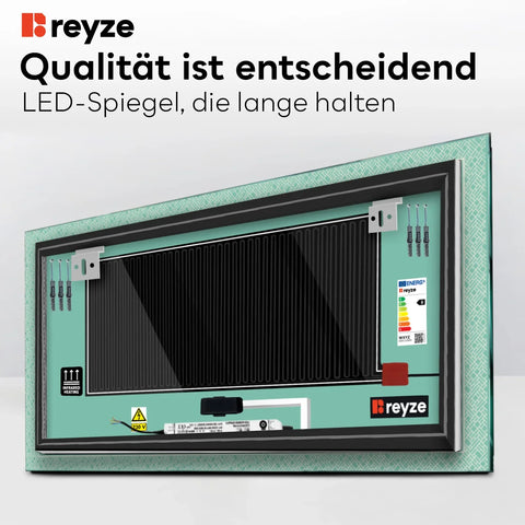 LED Spiegel Rechteckig | Touch-Schalter | Anti-Beschlag-Funktion | Neutralweißes Licht - Reyze Seria Simetria Model 5