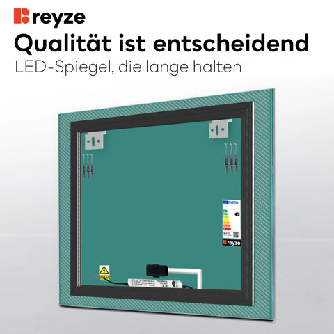 LED Spiegel Quadratisch | Touch-Schalter | Kaltweißes Licht - Reyze Seria Simetria Model 7