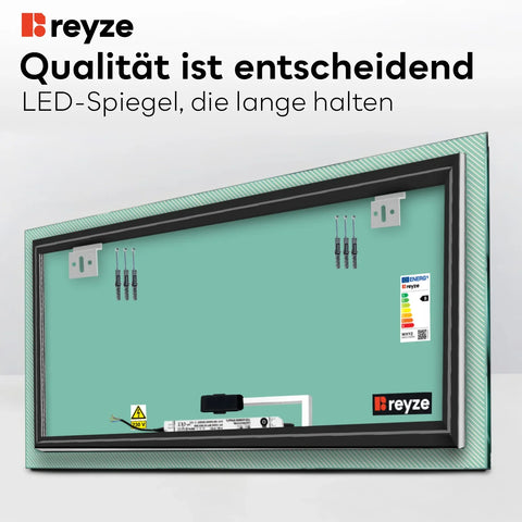 LED Spiegel Rechteckig | Touch-Schalter | Warmweißes Licht - Reyze Seria Simetria Model 7