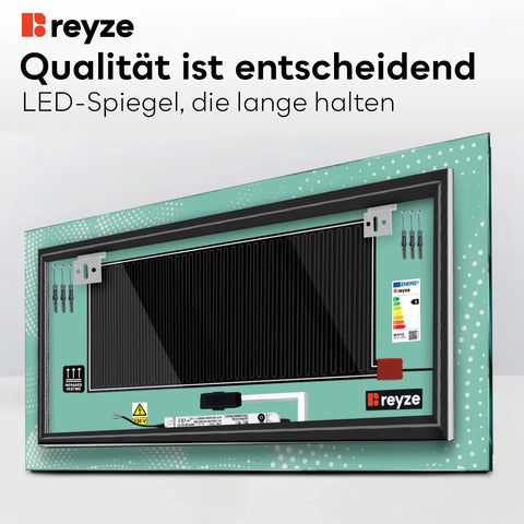 LED Spiegel Rechteckig | Touch-Schalter | Anti-Beschlag-Funktion | Neutralweißes Licht - Reyze Seria Simetria Model 8