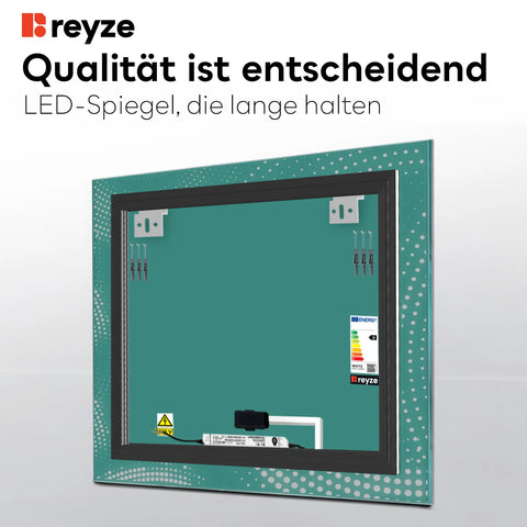 LED Spiegel Quadratisch | Touch-Schalter | Neutralweißes Licht - Reyze Seria Simetria Model 8