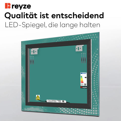LED Spiegel Quadratisch | Wandschalter-Steuerung | Warmweißes Licht - Reyze Seria Simetria Model 8