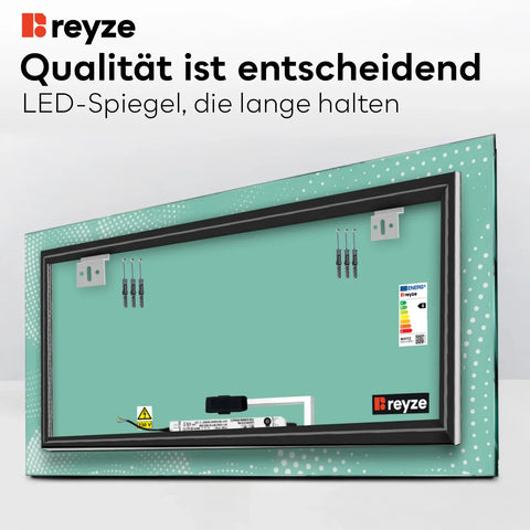 LED Spiegel Rechteckig | Touch-Schalter | Warmweißes Licht - Reyze Seria Simetria Model 8