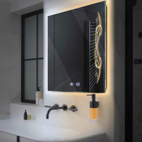 LED Spiegel Quadratisch | Touch-Schalter | Anti-Beschlag-Funktion | Einstellbare Farbtemperatur - Reyze Seria Good Vibes Model 6