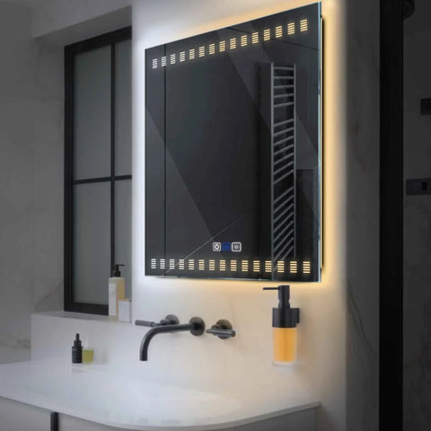 LED Spiegel Quadratisch | Touch-Schalter | Anti-Beschlag-Funktion | Einstellbare Farbtemperatur - Reyze Seria Minimal Model 6