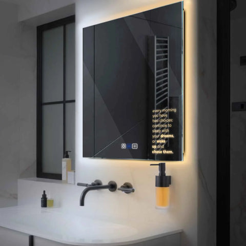 LED Spiegel Quadratisch | Touch-Schalter | Anti-Beschlag-Funktion | Einstellbare Farbtemperatur - Reyze Seria Motivated Model 2