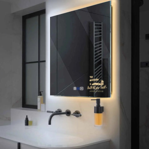 LED Spiegel Quadratisch | Touch-Schalter | Anti-Beschlag-Funktion | Einstellbare Farbtemperatur - Reyze Seria Motivated Model 3
