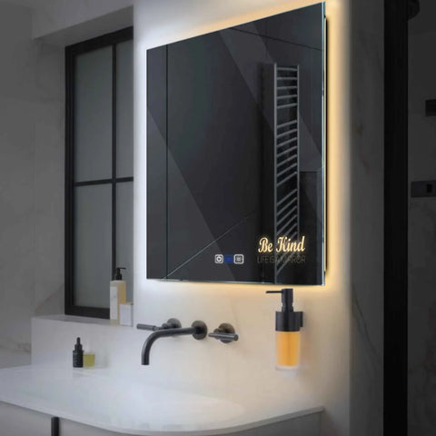 LED Spiegel Quadratisch | Touch-Schalter | Anti-Beschlag-Funktion | Einstellbare Farbtemperatur - Reyze Seria Motivated Model 6