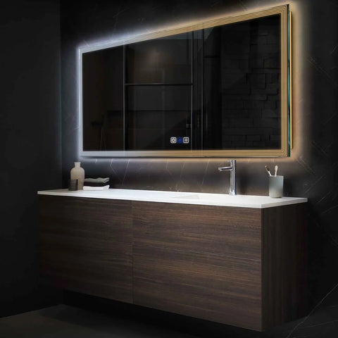 LED Spiegel Rechteckig | Touch-Schalter | Anti-Beschlag-Funktion | Einstellbare Farbtemperatur - Reyze Seria Edge Model 1